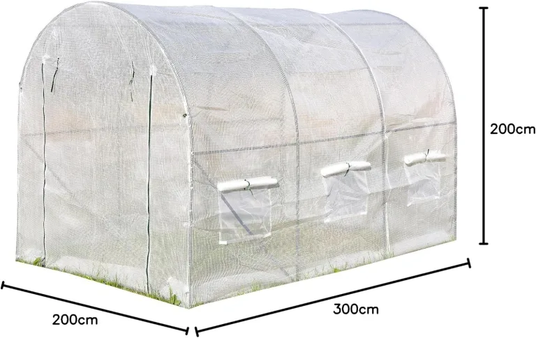 ESTEXO Gewächshaus Treibhaus Foliengewächshaus 300x200x200 cm Folien-Tunnel Bogendach Bogendachgewächshaus Gartenhaus – Bild 9