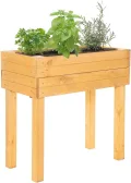BooGardi Hochbeet Holz mit Vlies · 4 Farben · Hellbraun · Pflanzkasten rückenschonend · Blumenkasten · Kräuterbeet Gemüsebeet für Balkon Terrasse - Thumbnail 3