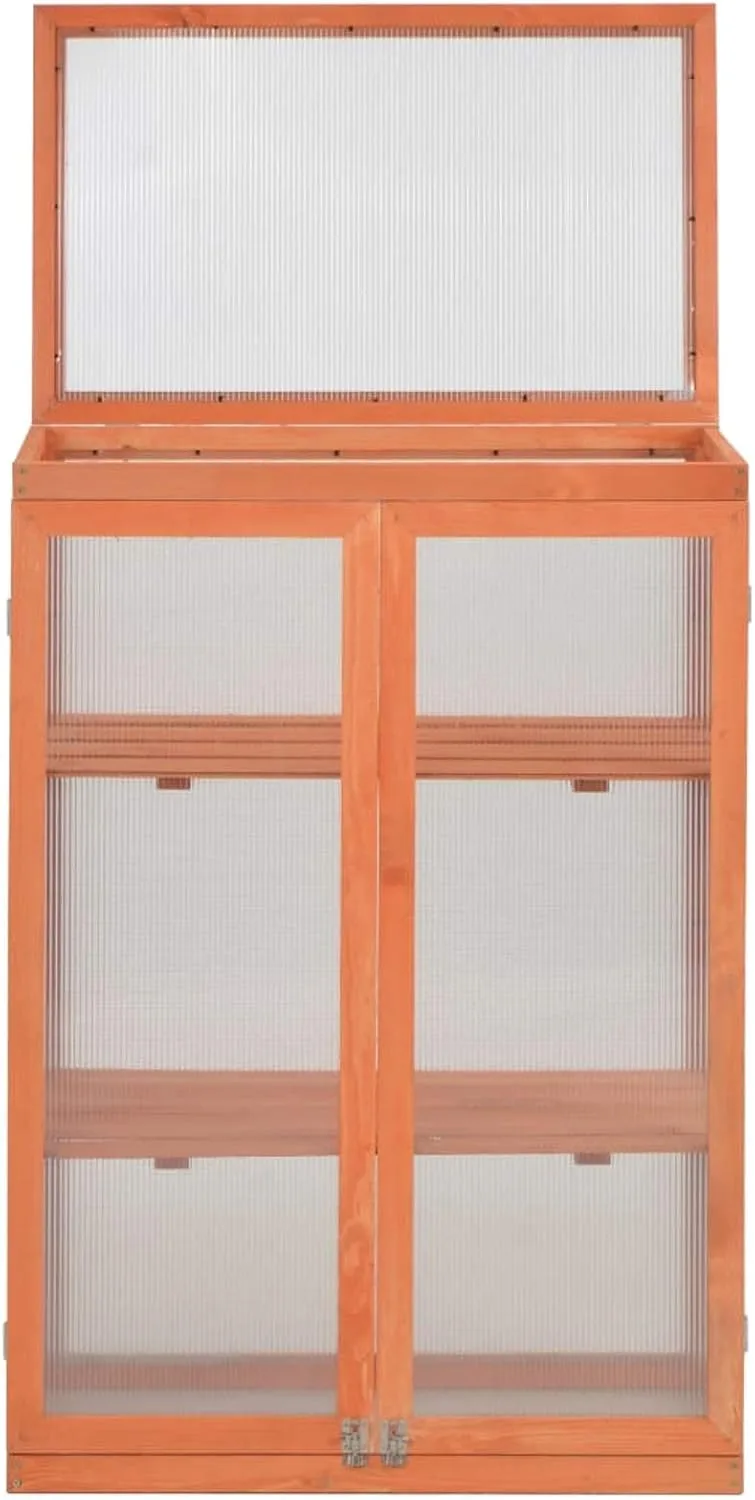 Gewächshaus schützt Pflanzen vor Wind und Wetter Treibhaus Garten Tomatenhaus witterungsbeständig Holz 75x47x109 cm – Bild 5
