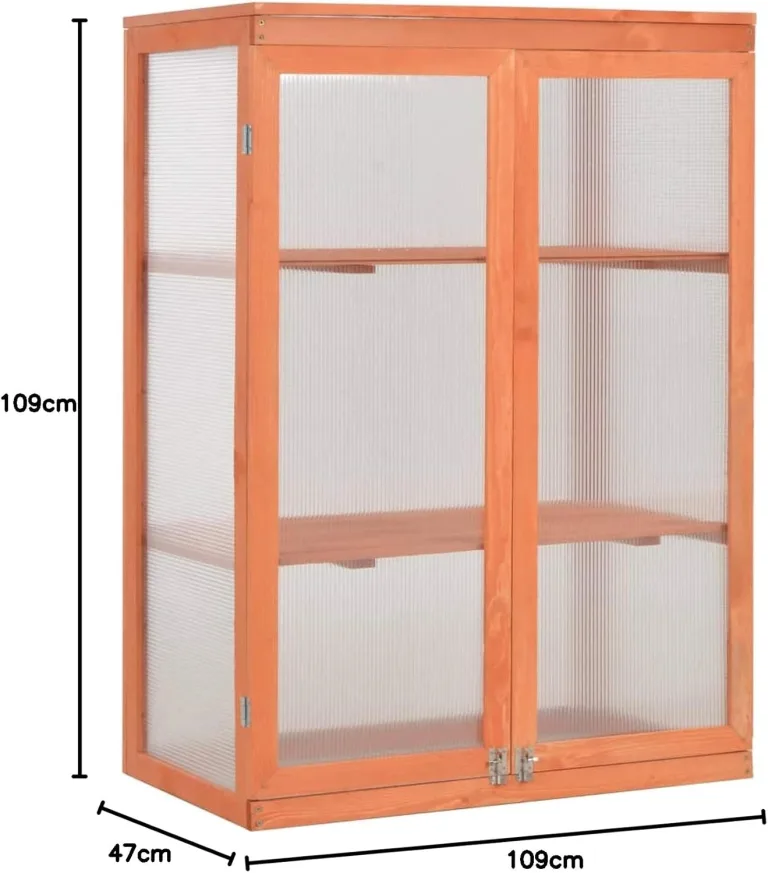 Gewächshaus schützt Pflanzen vor Wind und Wetter Treibhaus Garten Tomatenhaus witterungsbeständig Holz 75x47x109 cm – Bild 8