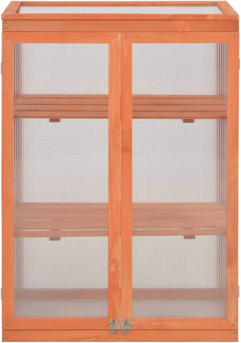 Gewächshaus schützt Pflanzen vor Wind und Wetter Treibhaus Garten Tomatenhaus witterungsbeständig Holz 75x47x109 cm – Bild 2