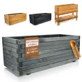 BooGardi Hochbeete Balkon mit Vlies · Hochbeet Holz in 10 Größen · 120 cm lang naturbraun · Hochbeete für Garten, Balkon & Terrasse · Pflanzkübel groß außen rechteckig XXL - Thumbnail 8