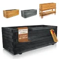 BooGardi Hochbeete Balkon mit Vlies · Hochbeet Holz in 10 Größen · 120 cm lang naturbraun · Hochbeete für Garten, Balkon & Terrasse · Pflanzkübel groß außen rechteckig XXL - Thumbnail 10