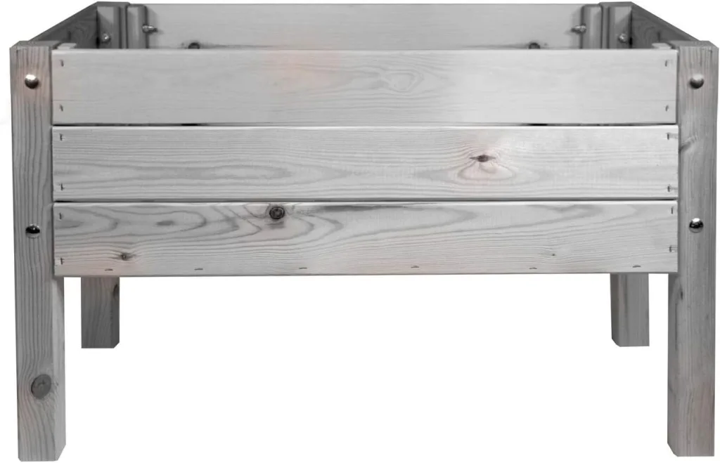 mgc24 Hochbeet Massiv für Kinder - Kiefernholz Grau rechteckig für Garten/Terrasse/Balkon - 79 x 40 x 50 cm