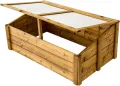 NATIV Frühbeet 100x60 cm | Frühbeetkasten mit Polycarbonatplatten | Frühbeet Aufsatz auch für Hochbeete geeignet | Mini Gewächshaus | teilweise vormontiertes Kräuterbeet (braun) - Thumbnail 1