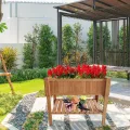 Hochbeet Holz 120 x 60 x 90 cm mit Ablageboden Pflanztrog Hochbeete-Kit Frühbeet Anzuchtbeet Kräuterbeet- Bausatz für Gemüse, Kräuter in Garten, Terrasse, Balkon und Sichtschutz - Thumbnail 9