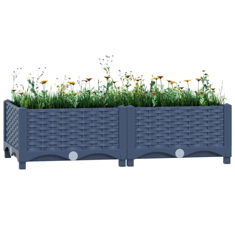 vidaXL Hochbeet Blumenkasten Gemüsebeet Pflanzbeet Blumenbeet Pflanzkasten Blumenkübel Pflanzkübel Kräuterbeet 80x40x23cm Polypropylen – Bild 2