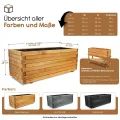 BooGardi Hochbeete-KIT für Pflanzkübel Holz mit Vlies · Unterbau für Hochbeet in 5 Größen · 90 cm lang naturbraun · Untergestell Hochbeete für Garten, Balkon & Terrasse · groß außen rechteckig XXL - Thumbnail 2