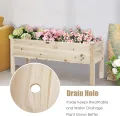 GIANTEX Hochbeet Holz Tannenholz, Kräuterbeet Blumenbeet 120 x 43,5 x 51 cm, Kräuter Frühbeet rechteckig groß, Pflanzkasten mit Ablauflöchern, Hochbeet Kinder, für Balkon/Garten/Terrasse - Thumbnail 4