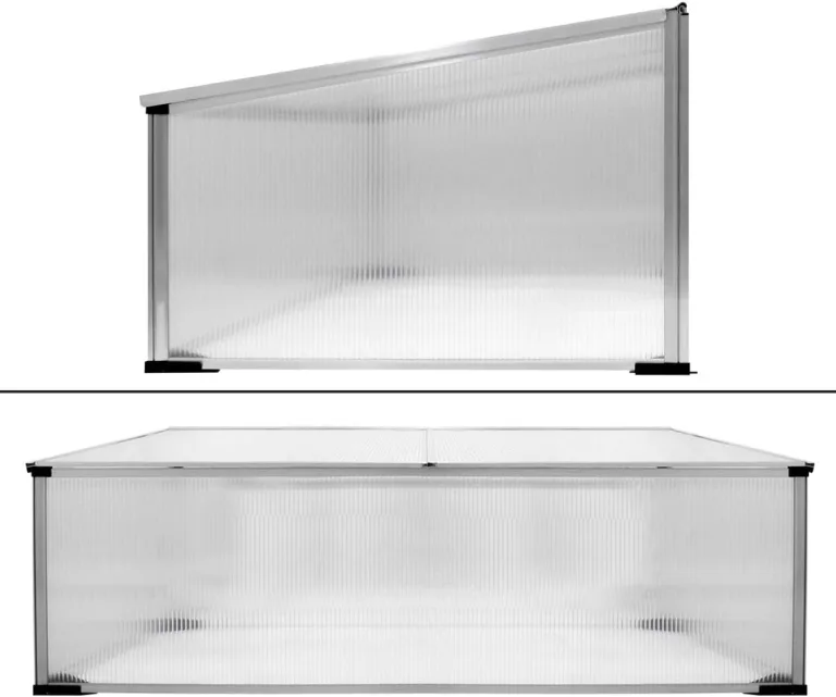 ECD Germany Alu Frühbeet Gewächshaus mit Zweiteiliges Dach, 100x60x40 cm, 0,6m² Fläche, aus transparentem Polycarbonat, witterungsbeständig, Treibhaus Frühbeetkasten Tomatenhaus Pflanzenhaus – Bild 2