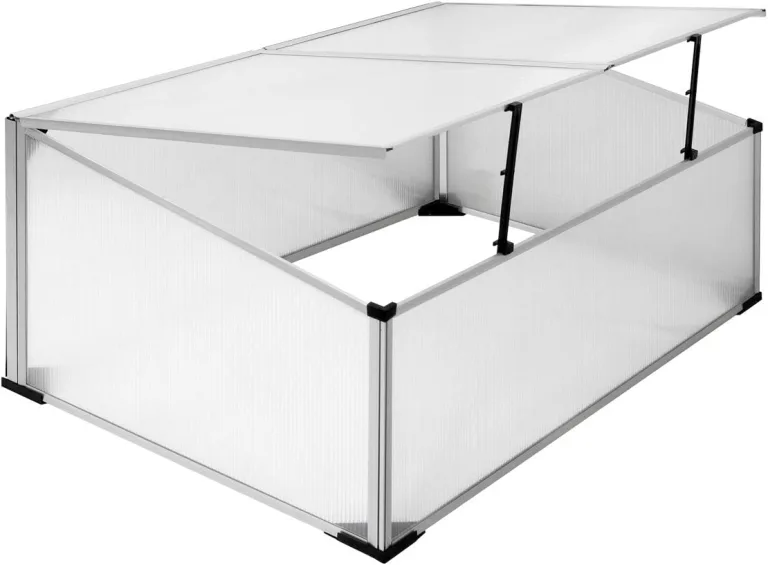 ECD Germany Alu Frühbeet Gewächshaus mit Zweiteiliges Dach, 100x60x40 cm, 0,6m² Fläche, aus transparentem Polycarbonat, witterungsbeständig, Treibhaus Frühbeetkasten Tomatenhaus Pflanzenhaus – Bild 3