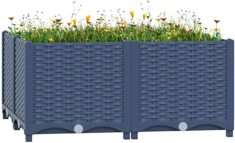 vidaXL Hochbeet Blumenkasten Gartenbeet Pflanzkasten Gemüsebeet Pflanzbeet Frühbeet Pflanzkübel Blumenbeet Blumenkübel 80x80x38cm Polypropylen – Bild 3