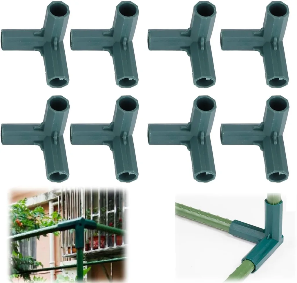 Tissting 3-Wege Gartenrahmenverbinder, Steck Verbinder für Gewächshaus Rahmen für Gartenrahmen, DIY Rahmenverbinder für Zubehör wie Gewächshäuser（Der Produktwinkel ist EIN Dreieck）