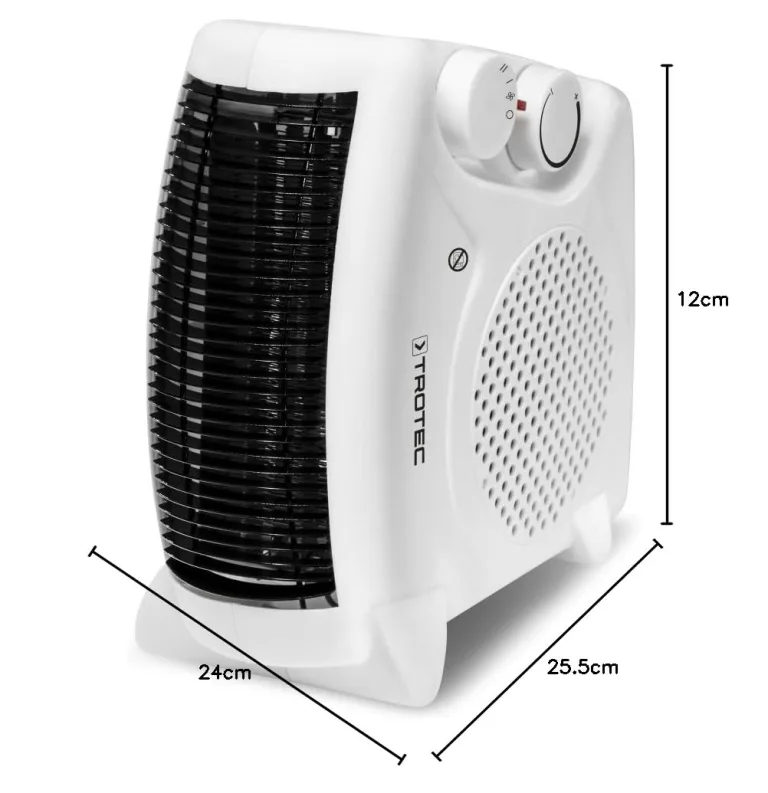 TROTEC Heizlüfter TFH 19 E – 2.000 W, 2 Heizstufen, stufenloser Thermostat, Ventilatorfunktion, Überhitzungsschutz, vertikal & horizontal aufstellbar, mobil – Bild 7