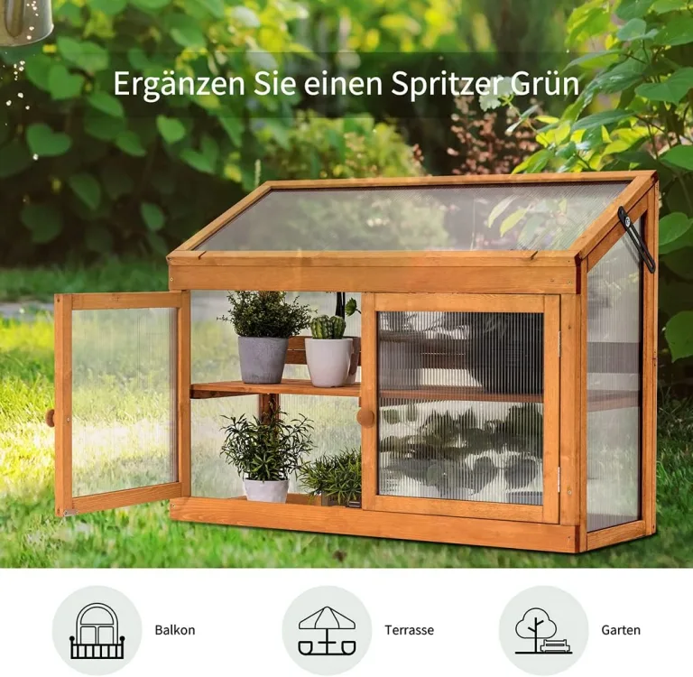 M MCombo 2 Etage höhenverstellbares Anlehngewächshaus Treibhaus Pflanzenhaus Aufzuchtschrank 0160, aus Holz und Polycarbonat – Bild 6