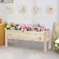 COSTWAY Hochbeet aus Holz, Pflanzbeet für Kinder, 120x43,5x51cm, Pflanztrog belastbar bis 100 kg, Blumenkübel mit Ablauflöchern, Kräuterbeet rechteckig, Anzuchtbeet Garten Terrasse Balkon - Thumbnail 7