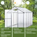 Gewächshaus Aluminium für den Garten |Mit 8 cm dickeres Fundament| 242*190*195 cm | Vielseitig nutzbar als Treibhaus Gartenhaus winterfest Aufzucht Tomatenhaus Frühbeet und Pflanzenhaus silber - Thumbnail 5