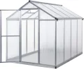 Gewächshaus Aluminium für den Garten |Mit 8 cm dickeres Fundament| 242*190*195 cm | Vielseitig nutzbar als Treibhaus Gartenhaus winterfest Aufzucht Tomatenhaus Frühbeet und Pflanzenhaus silber - Thumbnail 9
