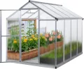 Gewächshaus Aluminium für den Garten |Mit 8 cm dickeres Fundament| 242*190*195 cm | Vielseitig nutzbar als Treibhaus Gartenhaus winterfest Aufzucht Tomatenhaus Frühbeet und Pflanzenhaus silber - Thumbnail 1