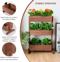 COSTWAY vertikales Hochbeet mit 3 Etagen, Blumenbeet mit 3 verstellbaren Pflanzkästen & Ablauflöchern, Blumentreppe Gartenbeet Tannenholz, Blumenkasten für Terrasse Balkon Garten, Braun (71x38x105cm) - Thumbnail 2