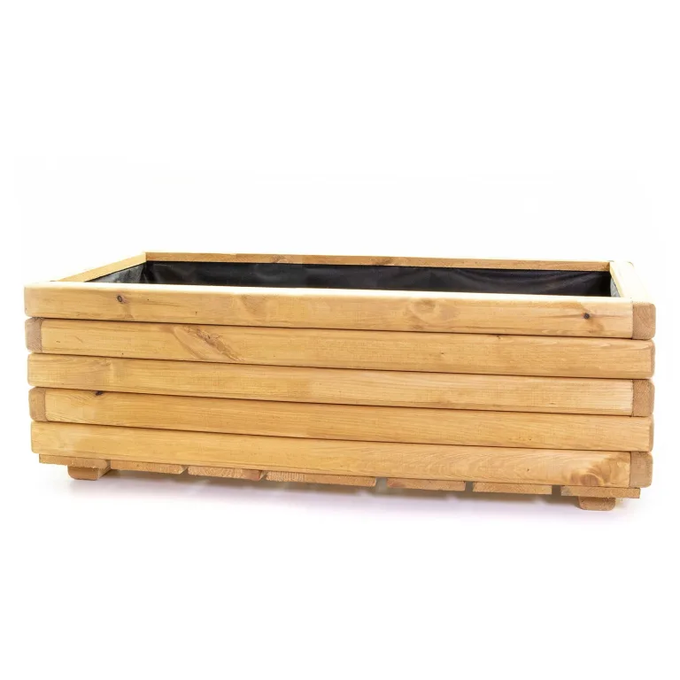 Pflanzkasten Akzent 80 x 40 x 30 cm Kiefer hell geölt Holz Hochbeet – Bild 1