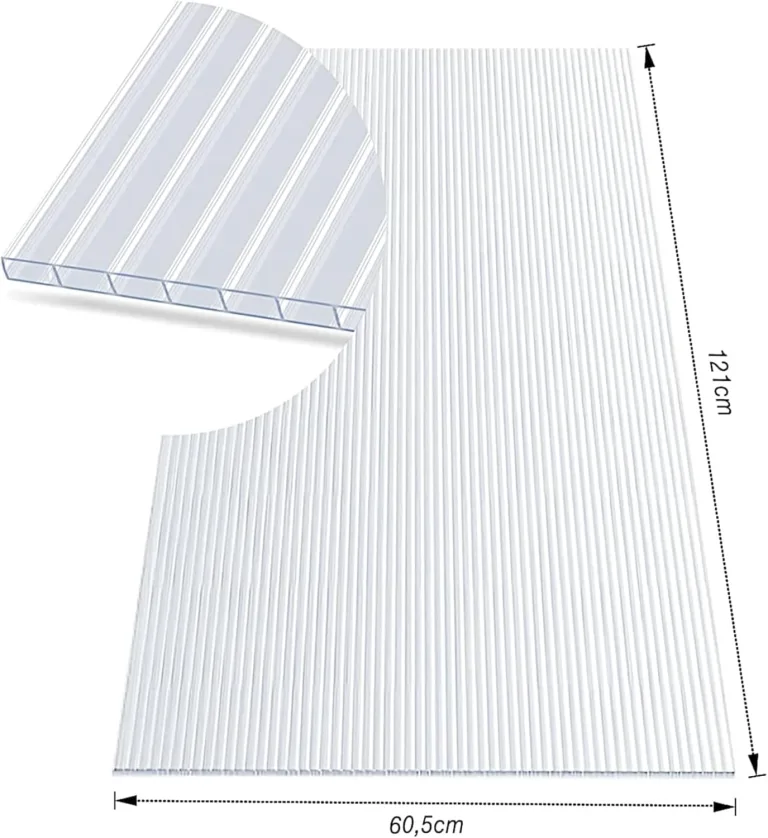 Floordirekt Hohlkammerplatte - Stegplatten Doppelstegplatten aus Polycarbonat - Hohlkammerplatten für Garten, Gewächshaus & Modellbau - 60,5 x 121 cm (Stärke: 4 mm, Transparent) – Bild 2