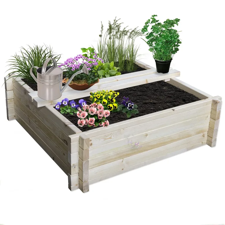 Country Hochbeet Holz Groß 110 x 110 cm aus Massivem Kiefernholz, Höhe 40 cm, Modular vergrößerbar – Bild 3