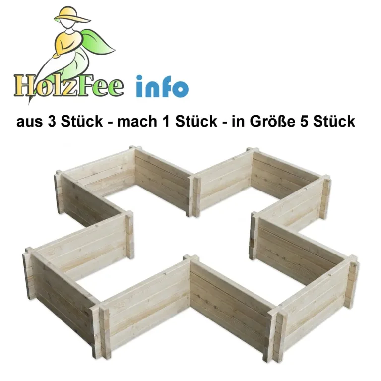 Country Hochbeet Holz Groß 110 x 110 cm aus Massivem Kiefernholz, Höhe 40 cm, Modular vergrößerbar – Bild 4