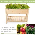 COSTWAY Hochbeet mit Ablage, Pflanzkübel Holz Pflanzkasten Blumenbeet Kräuterbeet Pflanztrog, Pflanzbeet groß Anzuchtbeet im Garten Balkon (92 x 41 x 81 cm) - Thumbnail 3