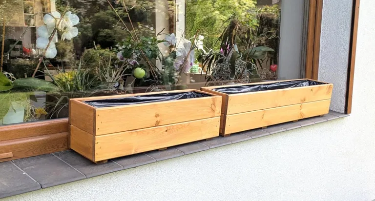 FKL Pflanzkasten aus Holz Pflanzkübel Kübel Kasten Garten Terrasse fertig montiert D27 (Eiche, 90 cm) – Bild 8