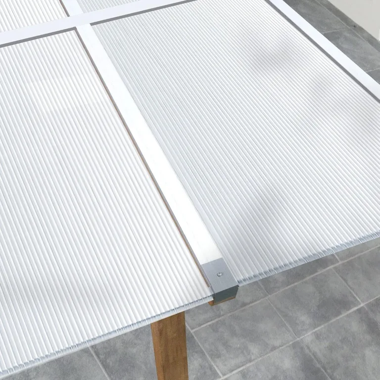 Floordirekt 10,25 m² Hohlkammerplatte - 14x Stegplatten 60,5 x 121 cm - Doppelstegplatten aus Polycarbonat - Hohlkammerplatten für Gewächshaus & Modellbau (Transparent, 4 mm) – Bild 8