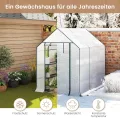 WOLTU Foliengewächshaus, Tomatengewächshaus für Garten Balkon, Indoor & Outdoor, Metallgestell, Gewächshaus mit 3 Ablagen, für Frühbeet Gemüse Blumen, 143 x 195 x 215 cm, Weiß - Thumbnail 5
