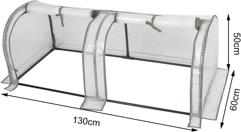 WOLTU Foliengewächshaus, Gewächshaus wasserdicht, Tomatengewächshaus wetterfest, PE Gitterfolie, Mehrzwecktreibhaus Pflanzenhaus für Garten Balkon, 130 x 60 x 50 cm, Weiß – Bild 8