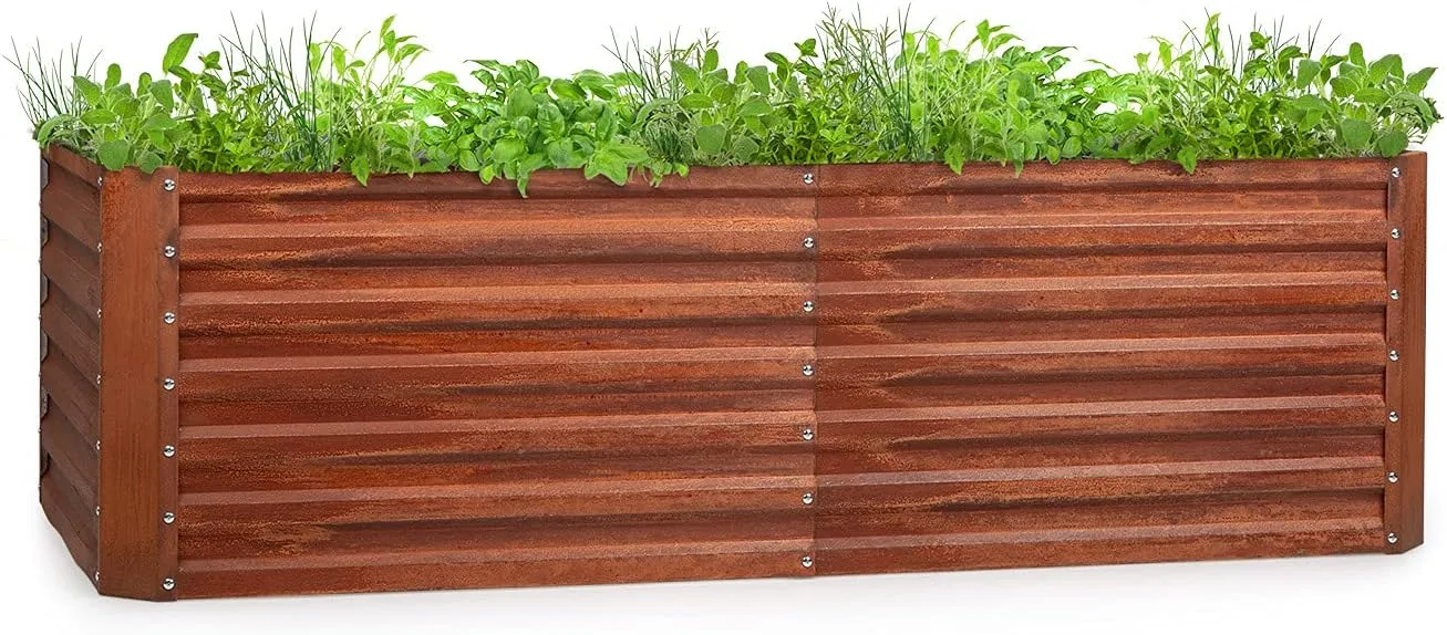 blumfeldt Rust Grow Hochbeet Gartenbeet, verzinktes Stahlblech, Materialstärke: 0,6 mm, einfache Montage, Rost-Finish, 200 x 60 x 100 cm (BxHxT) Rost - Bild 1