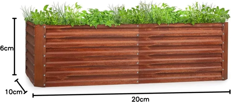 blumfeldt Rust Grow Hochbeet Gartenbeet, verzinktes Stahlblech, Materialstärke: 0,6 mm, einfache Montage, Rost-Finish, 200 x 60 x 100 cm (BxHxT) Rost – Bild 9