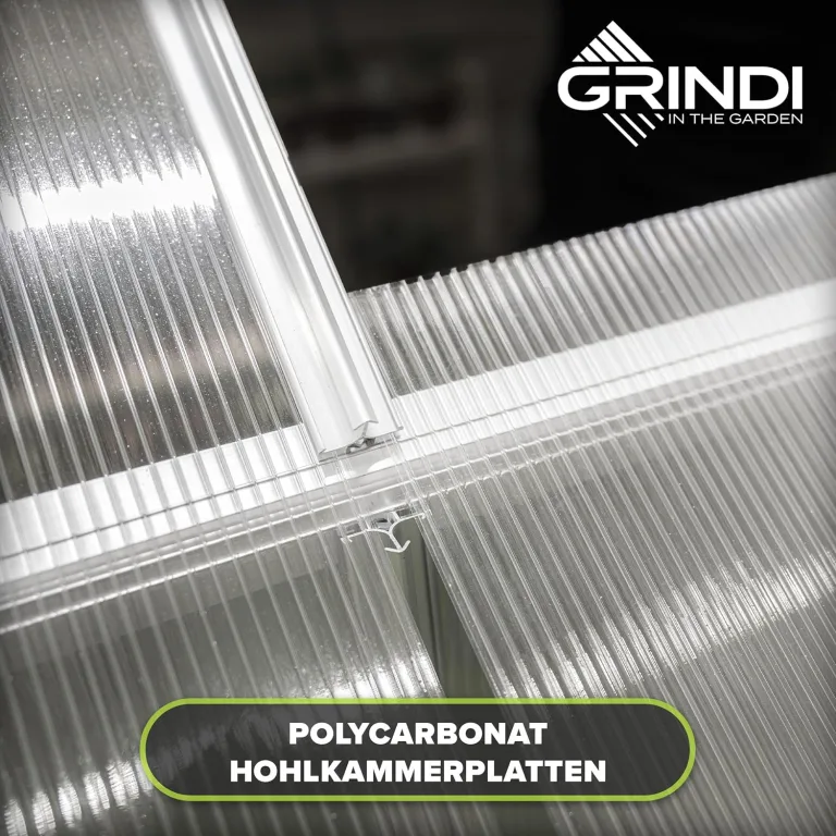 GRINDI - Gewächshaus klein 5,9 m² Viola IIII - Gartenhaus - Carport Aluminium - Dachfenster - Polycarbonat Hohlkammerplatten - Growzelt - Tomatengewächshaus - Anlehngewächshaus Winterfest – Bild 6