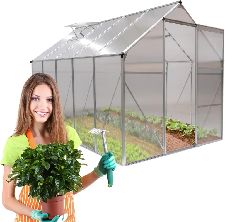 GRINDI - Gewächshaus klein 5,9 m² Viola IIII - Gartenhaus - Carport Aluminium - Dachfenster - Polycarbonat Hohlkammerplatten - Growzelt - Tomatengewächshaus - Anlehngewächshaus Winterfest – Bild 8