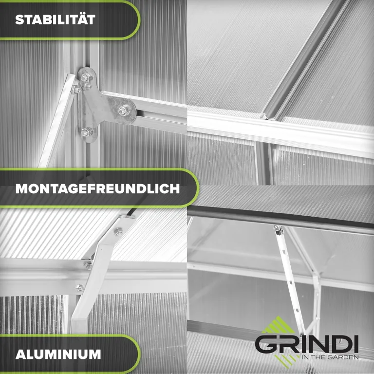 GRINDI - Gewächshaus klein 5,9 m² Viola IIII - Gartenhaus - Carport Aluminium - Dachfenster - Polycarbonat Hohlkammerplatten - Growzelt - Tomatengewächshaus - Anlehngewächshaus Winterfest – Bild 3
