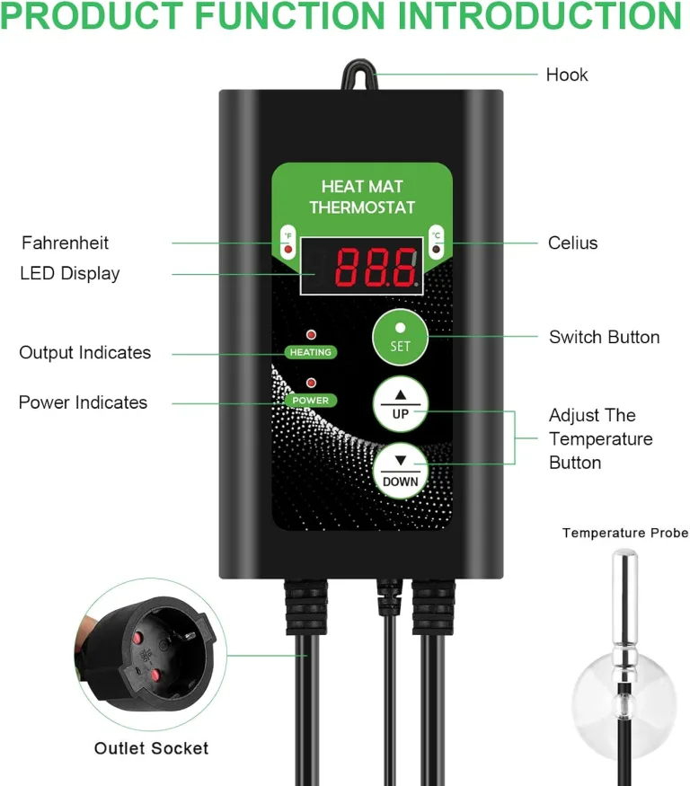 RIOGOO Setzling-Heizmatte und Thermostat-Set, wasserdichtes Gewächshaus-Heizkissen 10" x 20,75" Keimungs-Wärmematte – Bild 3
