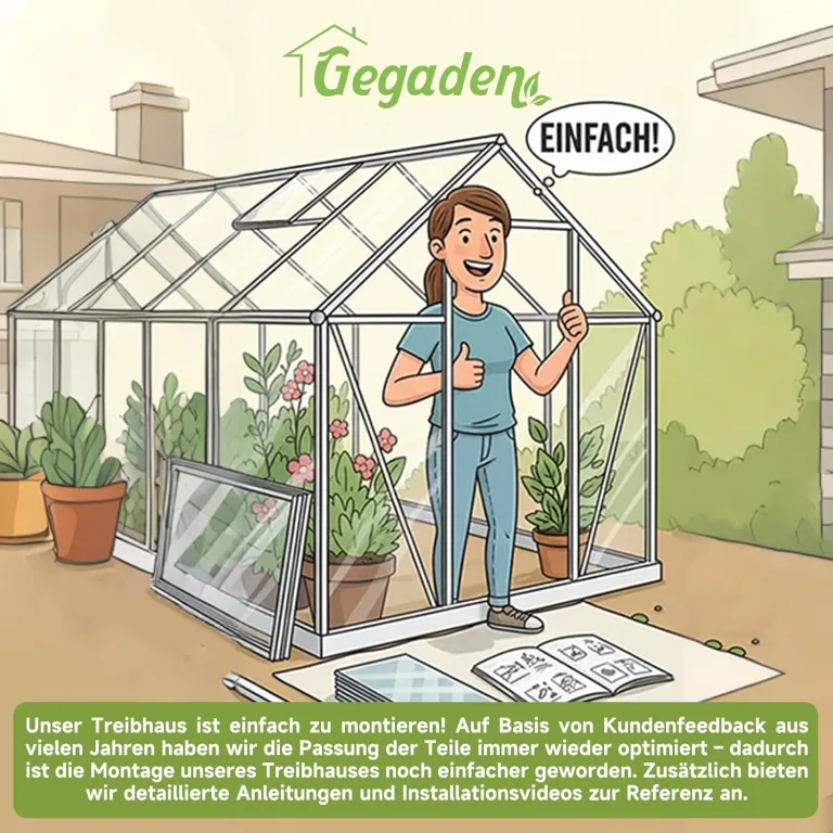 Gewächshaus Aluminium für den Garten |Mit 8 cm dickeres Fundament| 182*190*195 cm | Vielseitig nutzbar als Treibhaus Gartenhaus winterfest Aufzucht Tomatenhaus Frühbeet und Pflanzenhaus silber – Bild 9