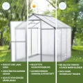 Gewächshaus Aluminium für den Garten |Mit 8 cm dickeres Fundament| 182*190*195 cm | Vielseitig nutzbar als Treibhaus Gartenhaus winterfest Aufzucht Tomatenhaus Frühbeet und Pflanzenhaus silber - Thumbnail 5