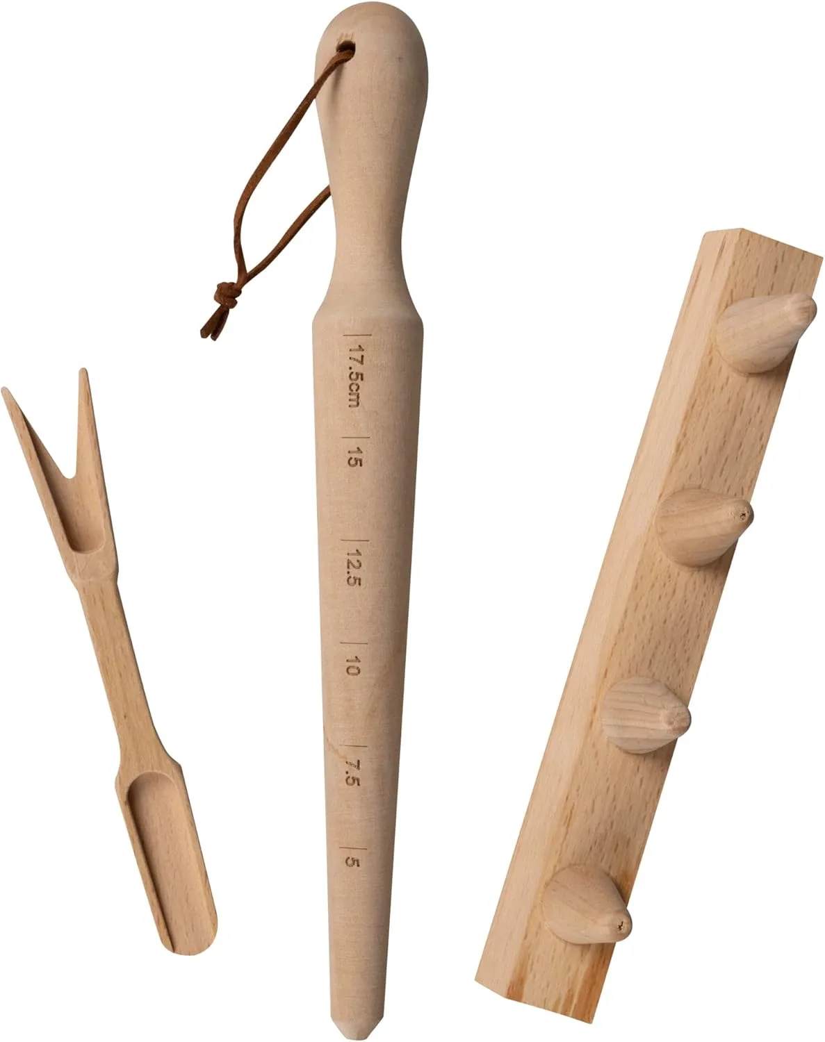 Windhager Anzuchtset, 3-teilig, Buchenholz, inkl. Pflanzholz, Pikierleiste und Pikiergabel, Pflanzsetz für Hochbeete, 05848 - Bild 1
