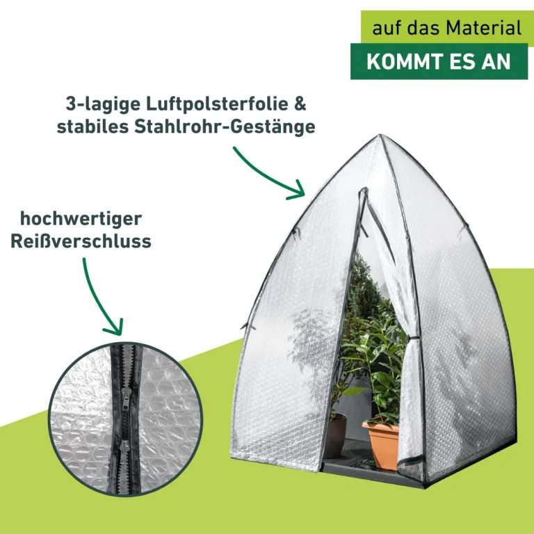 Windhager Winterschutzzelt Yukon, Winterschutz für Pflanzen, Winterquartier, Gewächshaus, 1,2 x 1,2 x 1,8 m – Bild 4