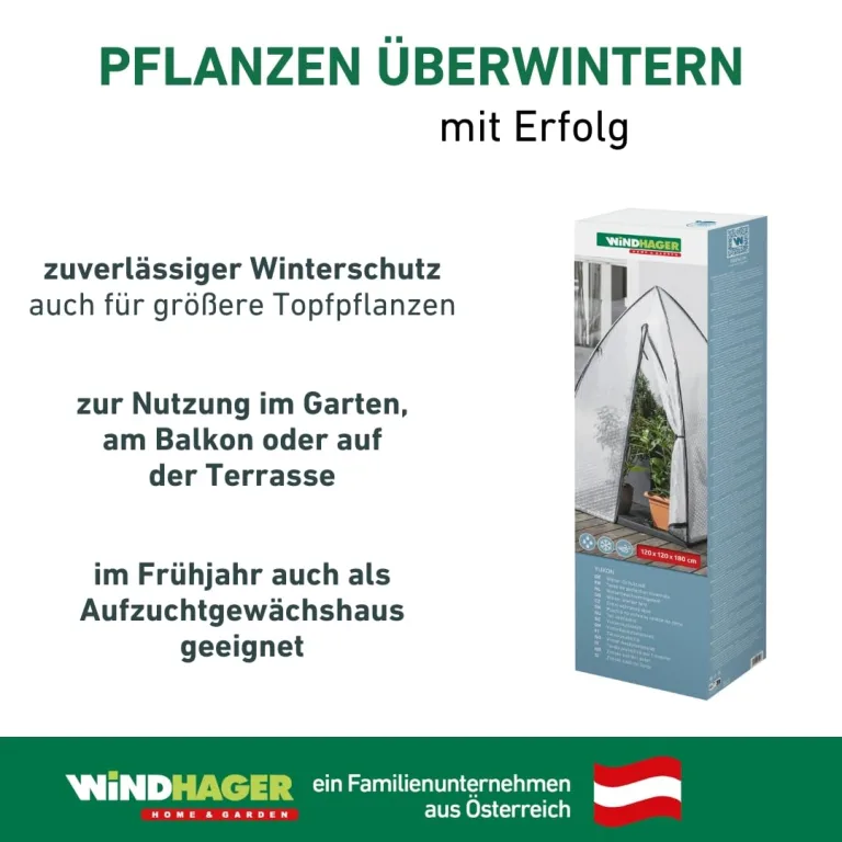 Windhager Winterschutzzelt Yukon, Winterschutz für Pflanzen, Winterquartier, Gewächshaus, 1,2 x 1,2 x 1,8 m – Bild 6