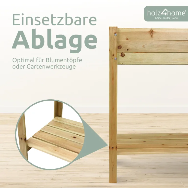 holz4home® Hochbeet inkl. Vlies-, Einlegevlies Naturholz Tanne Braun | 80x37x78 cm I Hochwertiges Tannenholz I Ideal für den kleinen Garten, Terrasse oder Balkon – Bild 5