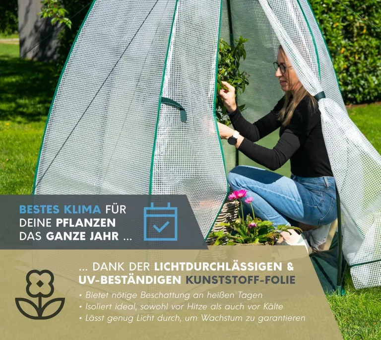 Westmann Gewächshaus Winterzelt | 160x183 cm Weiß | Foliengewächshaus für den Garten | Anzuchthaus zum ganzjährigen Schutz von Gemüse & Pflanzen – Bild 4