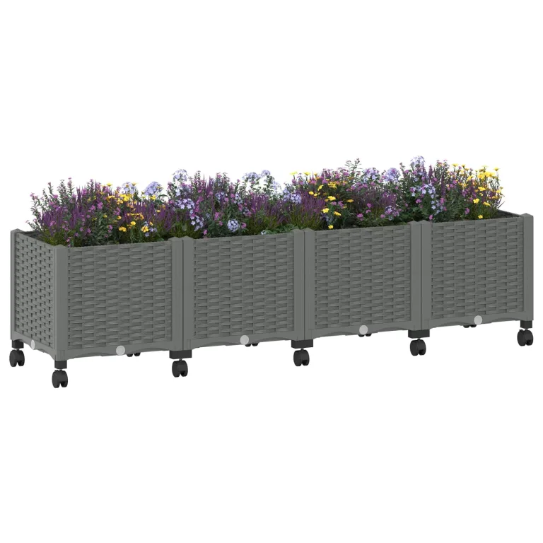 vidaXL Hochbeet Pflanzkasten Blumenkasten Gemüsebeet Pflanzbeet Blumenbeet Frühbeet Gartenbeet Pflanzkübel Blumenkübel 40x40x23cm Polypropylen – Bild 10