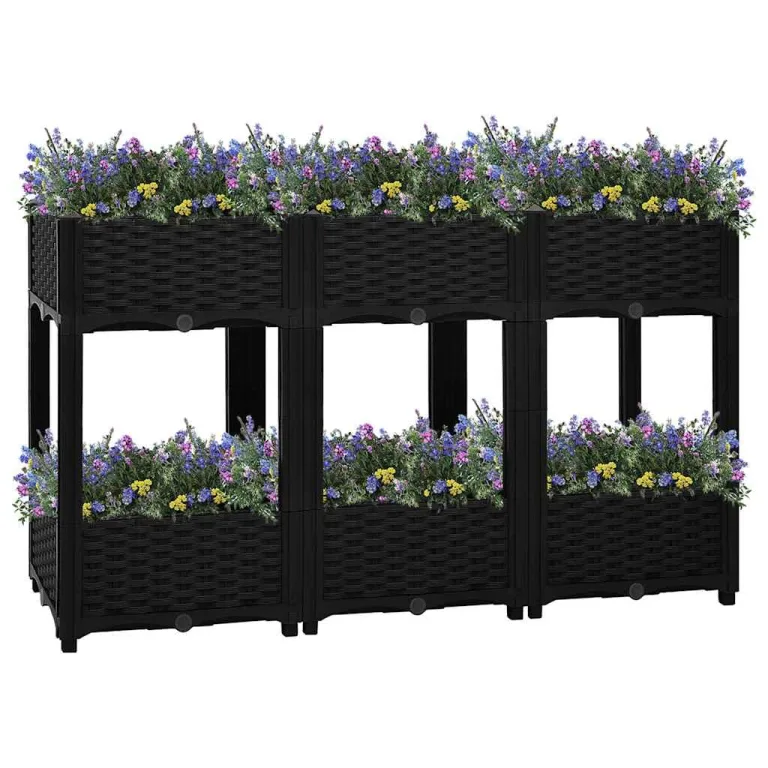 vidaXL Hochbeet Pflanzkasten Blumenkasten Gemüsebeet Pflanzbeet Blumenbeet Frühbeet Gartenbeet Pflanzkübel Blumenkübel 120x40x71cm Polypropylen – Bild 2