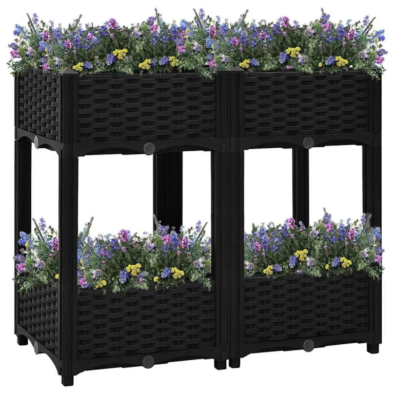 vidaXL Hochbeet Pflanzkasten Blumenkasten Gemüsebeet Pflanzbeet Blumenbeet Frühbeet Gartenbeet Pflanzkübel Blumenkübel 80x40x71cm Polypropylen – Bild 2