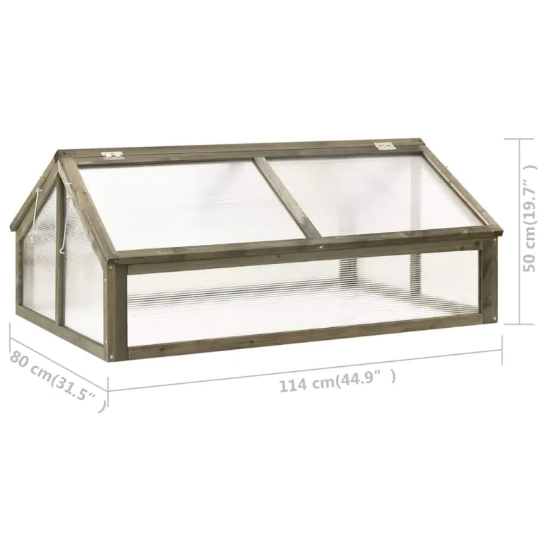 vidaXL Tannenholz Gewächshaus Aufzucht Frühbeet Frühbeetkasten Treibhaus Pflanzenhaus Gartenhaus Pflanzbeet Tomatenhaus Grau 114x80x50cm – Bild 2